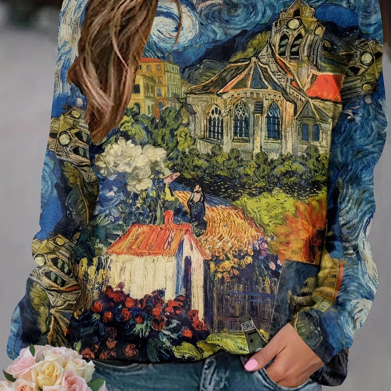 Pull Femme Floral Col Rond Manches Longues Ample 24 Coloris | MDN Store