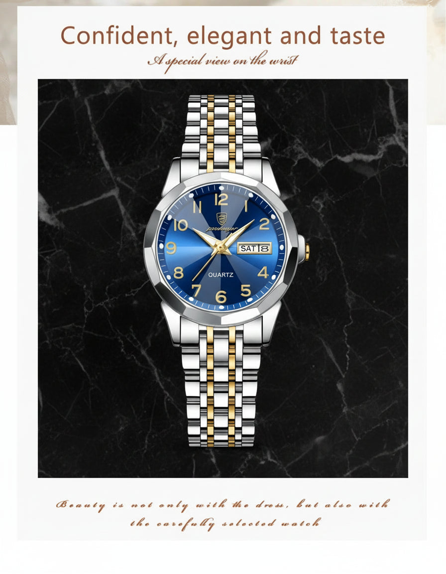 Montre Femme POEDAGAR Acier Inoxydable - Étanche Lumineuse Date Semaine Quartz | MDN