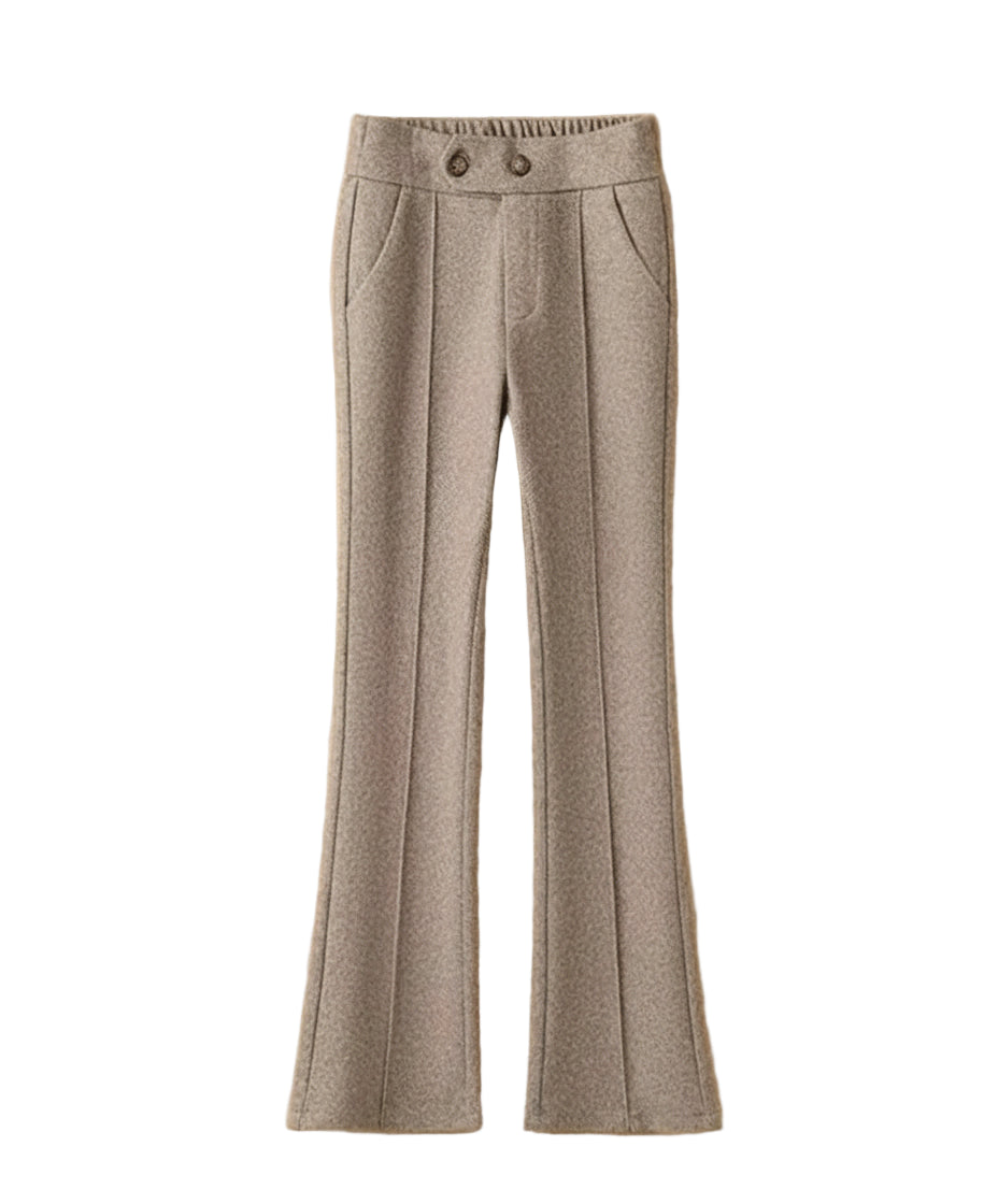 Pantalon Laine Évasé Femme Gris Clair Bureau | MDN Store