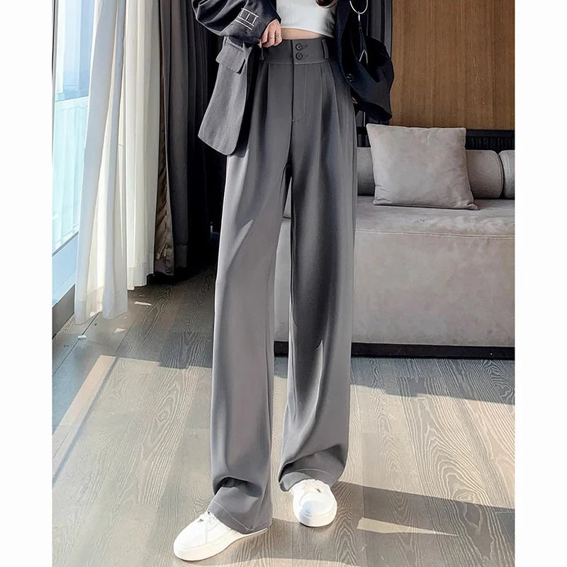 Pantalon Femme Taille Haute Droit Été Léger Costume | MDN Store