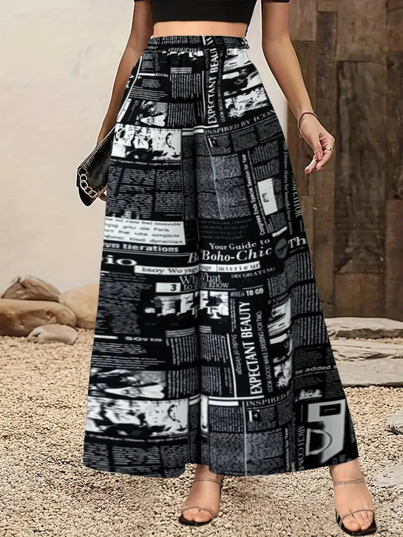 Pantalon Large Femme Imprimé 3D Street Noir | MDN Store