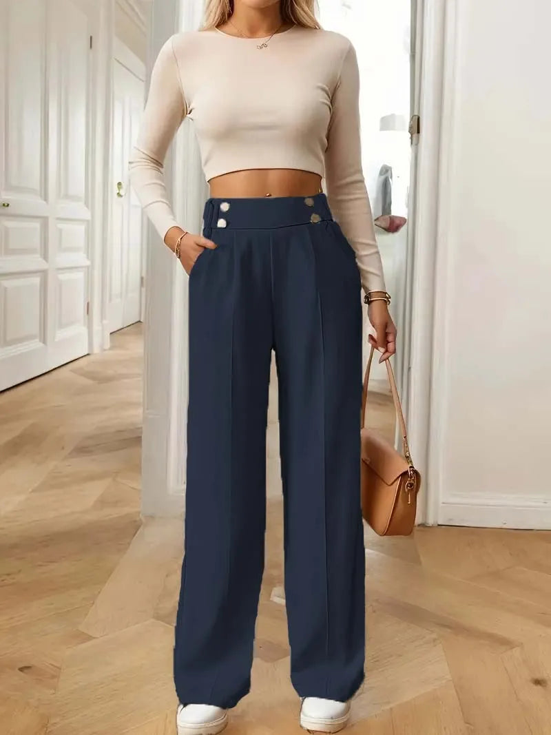 Pantalon Large Femme Fluide Minimaliste Kaki | MDN Store