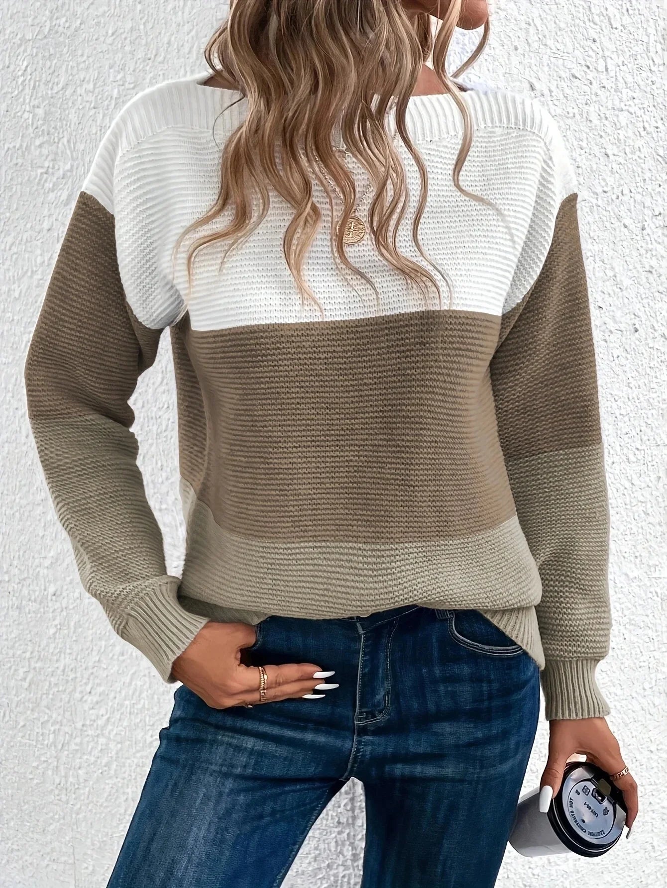 Pull Femme Ample Col Rond Tricote Epais 8 Coloris Automne Hiver | MDN Store