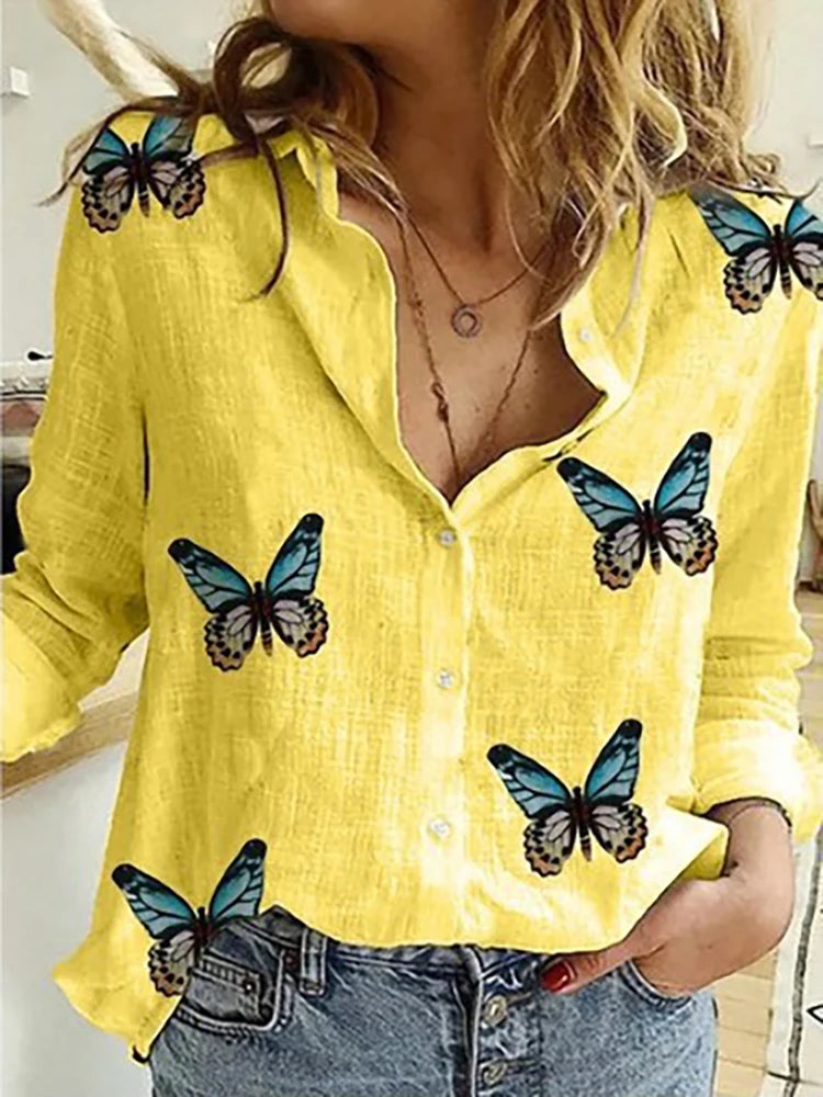 Chemise Butterfly Yellow taille XL femme - MDN Store 25