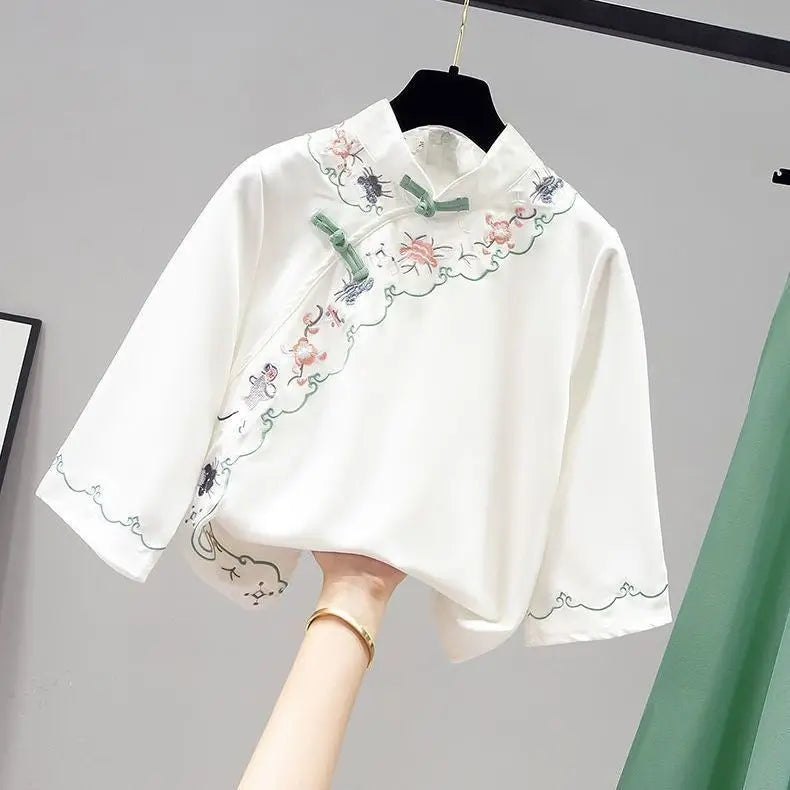 Ensemble Hanfu Chinois Brodé Papillon 2 Pièces | MDN Store