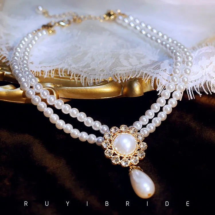 Parure Collier Boucles Perles Vintage | MDN Store