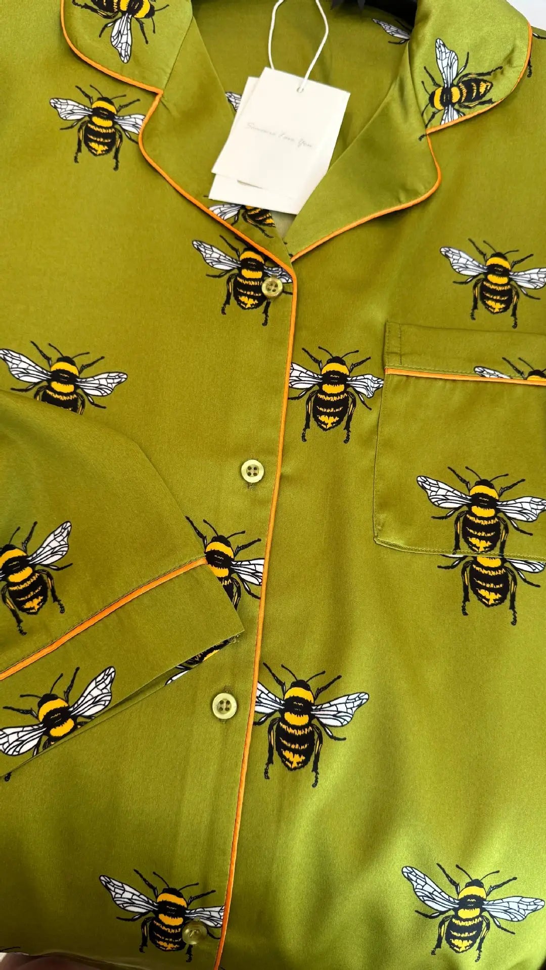 Pyjama Satin Abeilles Vert | MDN Store