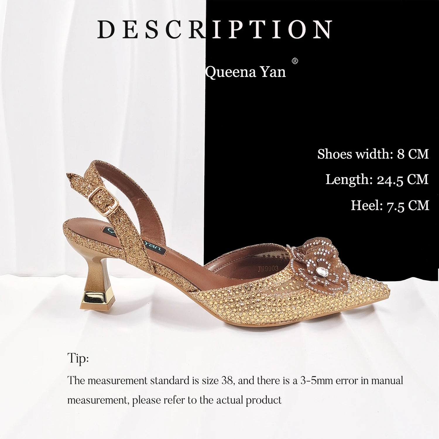 Escarpins Bout Pointu Talon Carré Femme Soirée Cristaux Élégant | MDN Store 25