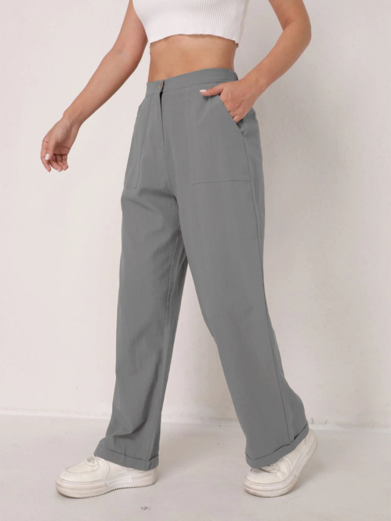 Pantalon Lin Taille Haute Décontracté Femme | MDN Store