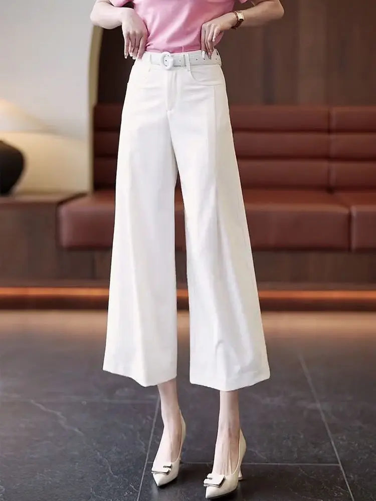 Pantalon Femme Taille Haute Décontracté Léger Couleur Unie Été | MDN Store