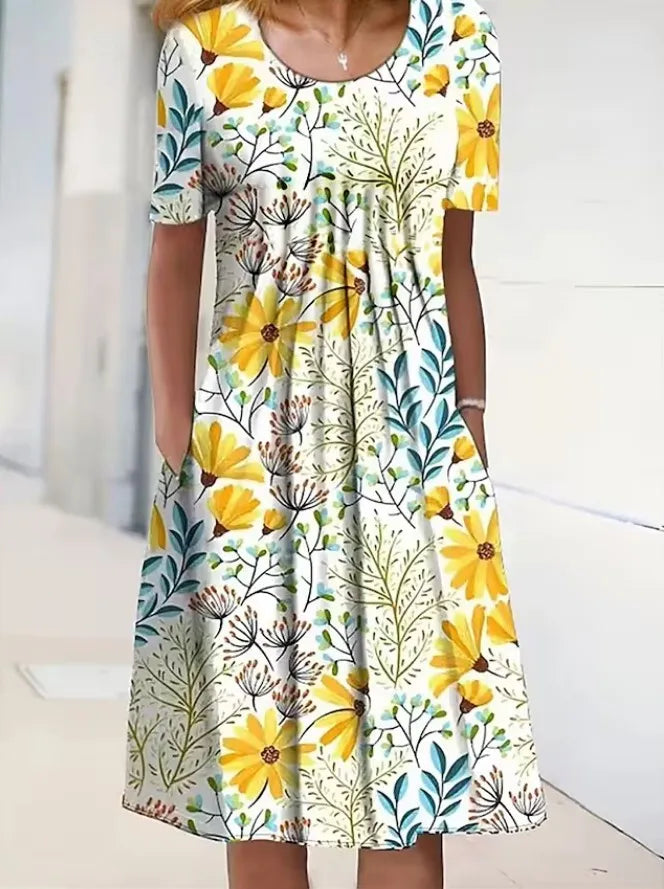 Robe Longue Femme Bohème Fleurie Volants Poches Été | MDN Store
