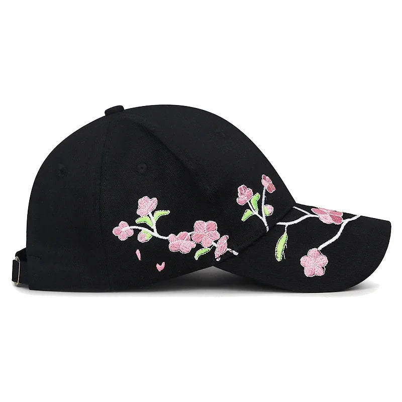 Casquette Bec de Canard Broderie Fleur de Prunier Femme Reglable | MDN Store 25