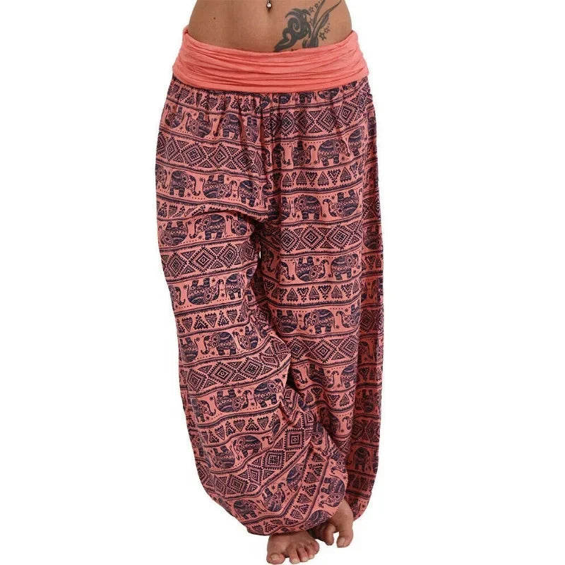 Pantalon Harem Femme Imprimé Géométrique Rouge | MDN Store