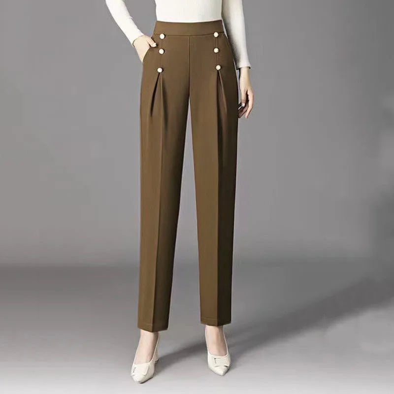 Pantalon Costume Taille Haute Kaki | MDN Store