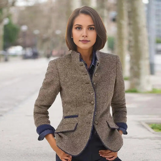 Manteau Laine Bicolore Col Montant | MDN