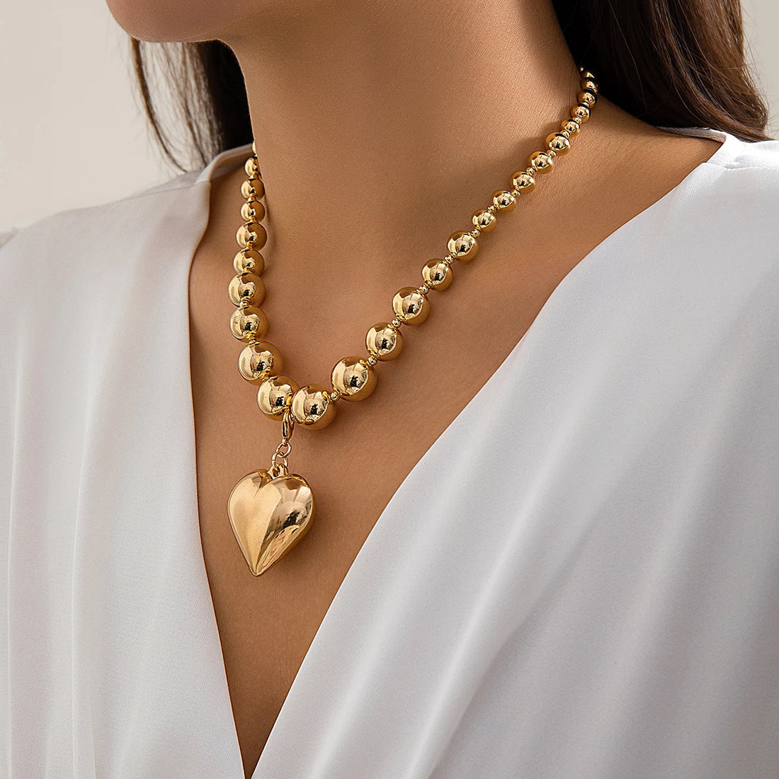 Collier Ras-de-Cou Perles Cœur Punk Vintage | MDN Store