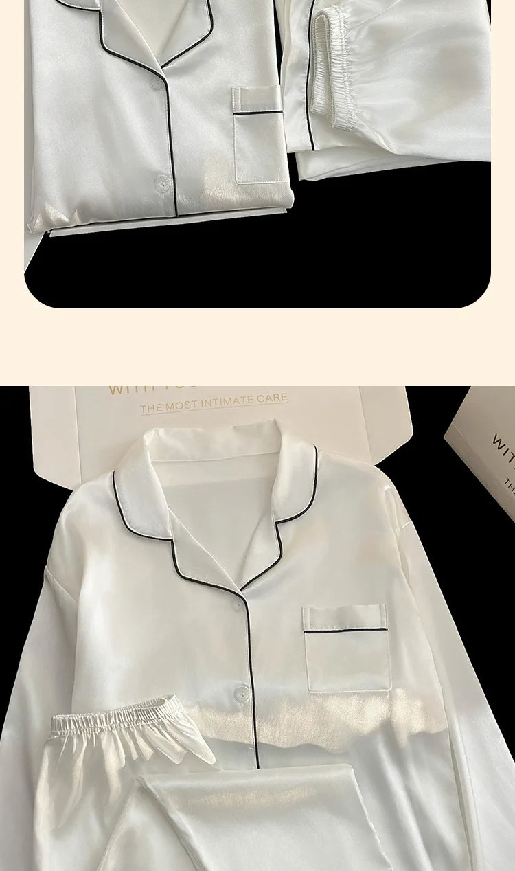 Pyjama Satin Soie Uni 2 Pièces | MDN Store