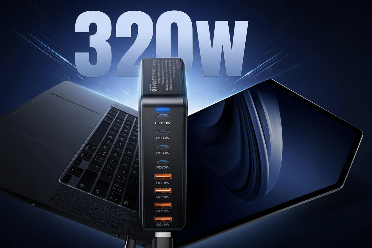 Chargeur GaN 320W 8 Ports USB-C PD 100W | MDN Store