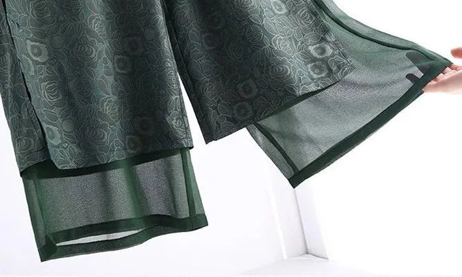 Pantalon Large Taille Haute Jacquard Noir | MDN Store