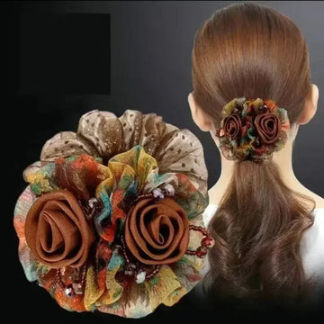 Chouchou Fleur Maille Large Élégant - Élastique Chignon Femme | MDN Store