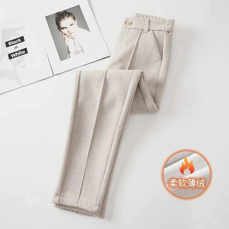 Pantalon Femme Laine Taille Haute Velours Hiver Chaud - MDN