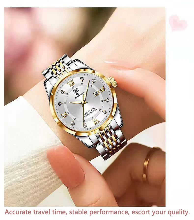 Montre Quartz Femme Luxe Acier Inoxydable Chiffres Romains Lumineuse | MDN Store 25