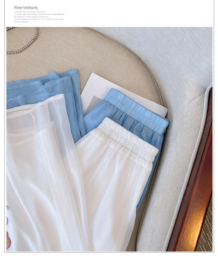 Pantalon Jupe Mousseline Brodé Femme | MDN Store