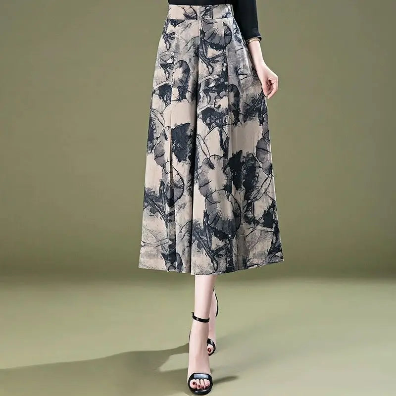 Pantalon Large Femme 7/8 Mousseline Taille Haute Léger Été | MDN Store