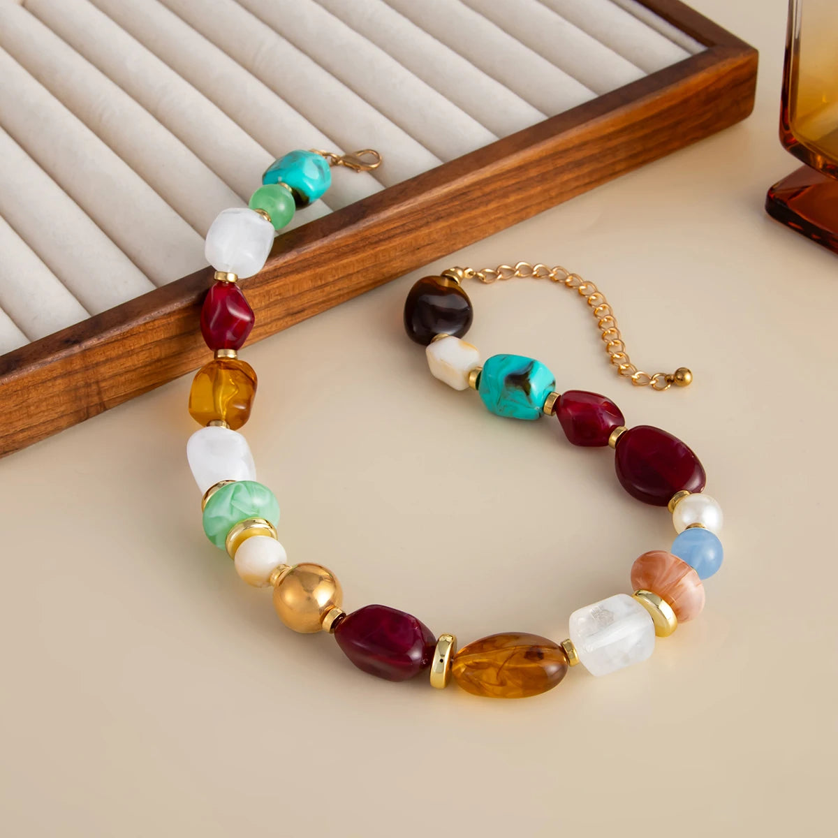 Collier Ras-de-Cou Perles Résine Bohème | MDN Store
