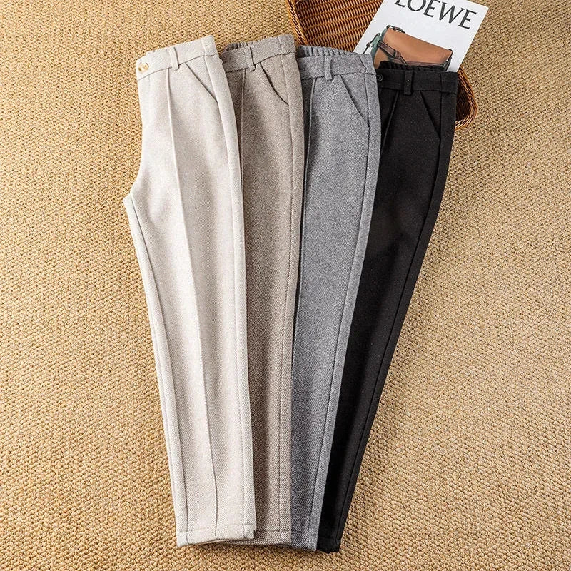 Pantalon Femme Laine Taille Haute Velours Hiver Chaud - MDN