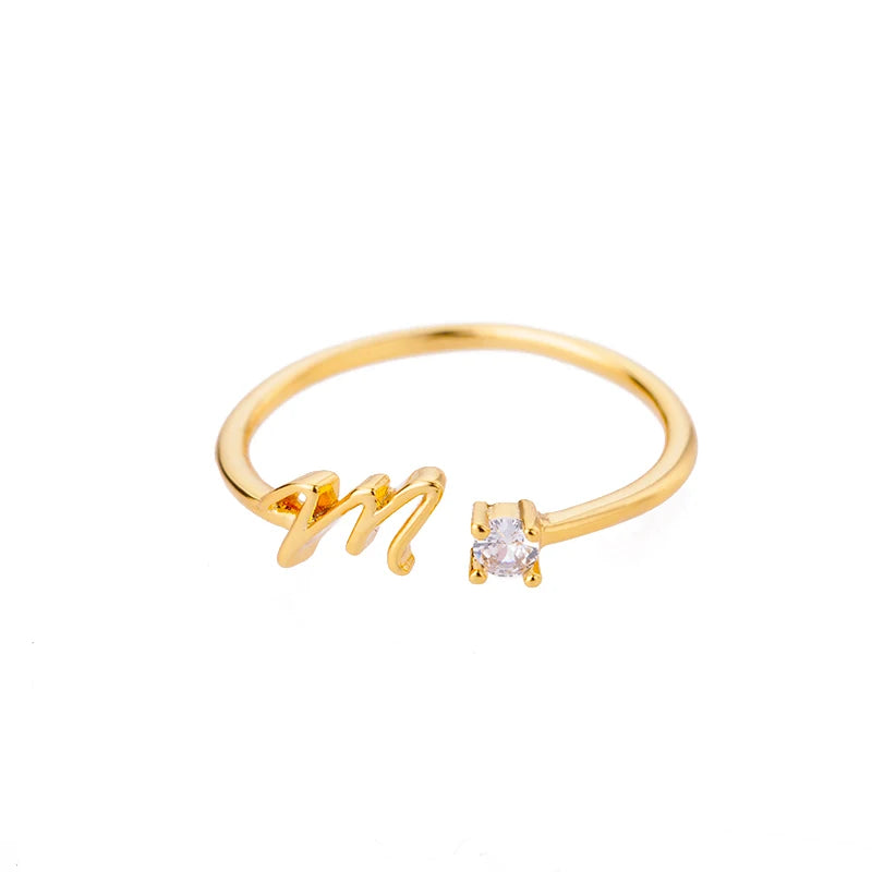 Bague Initiale Lettre A-Z Acier Doré | MDN Store