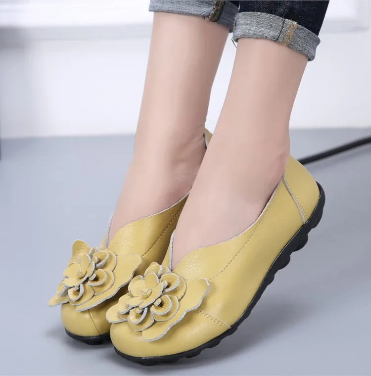 Ballerines Cuir Fleur Élégantes Grande Taille | MDN Store