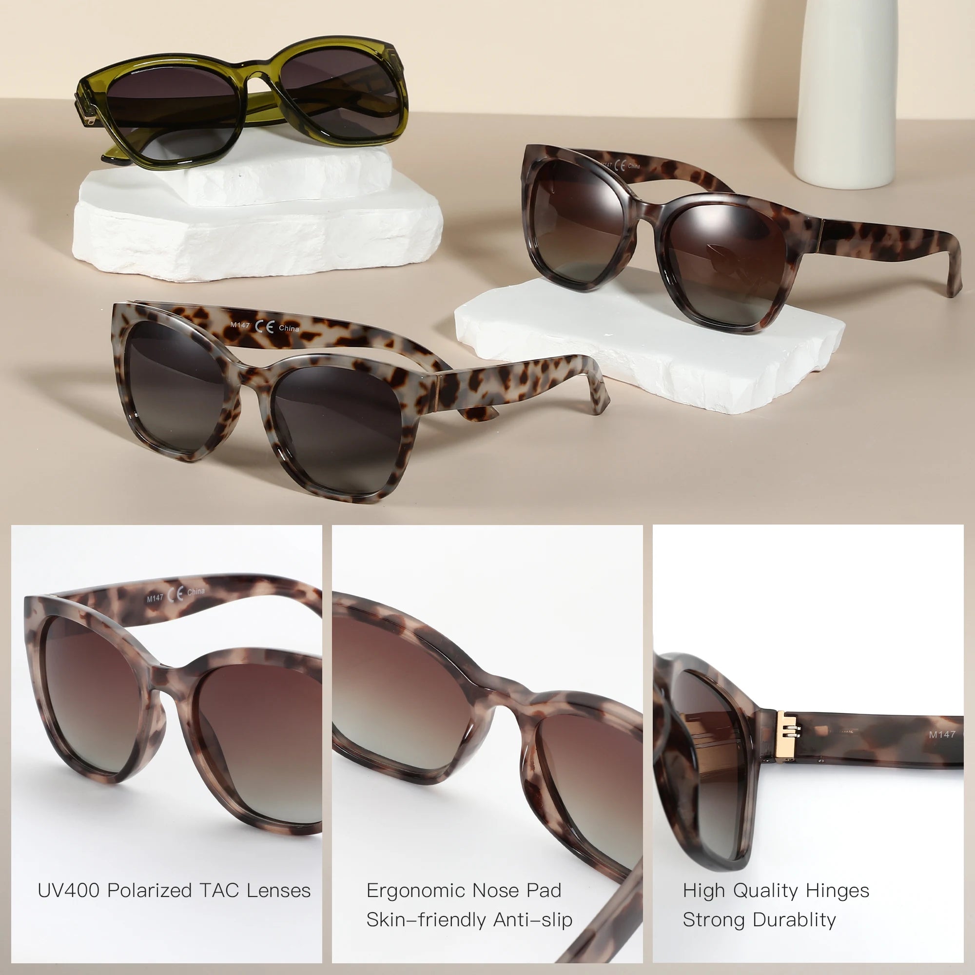 Lunettes de Soleil Femme Papillon Polarisees Monture Epaisse | MDN Store