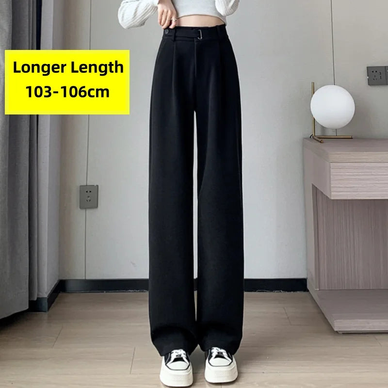 Pantalon Femme Laine Large Taille Haute - Boutons Chic Automne Hiver | MDN