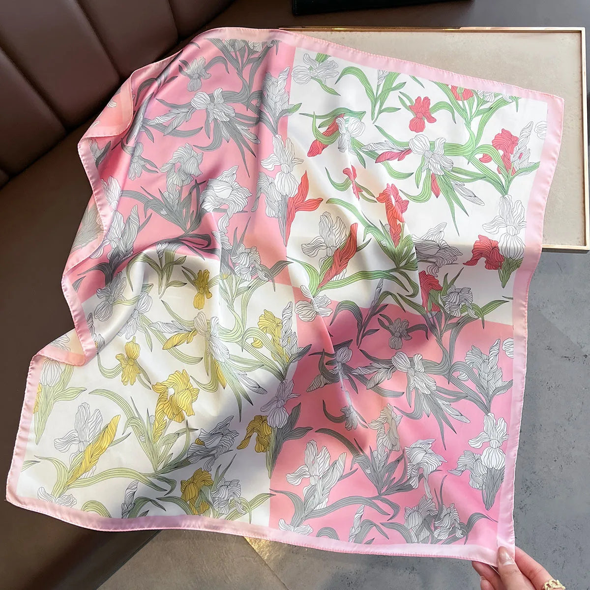Foulard Carré Soie Orange 70x70cm Femme | MDN Store