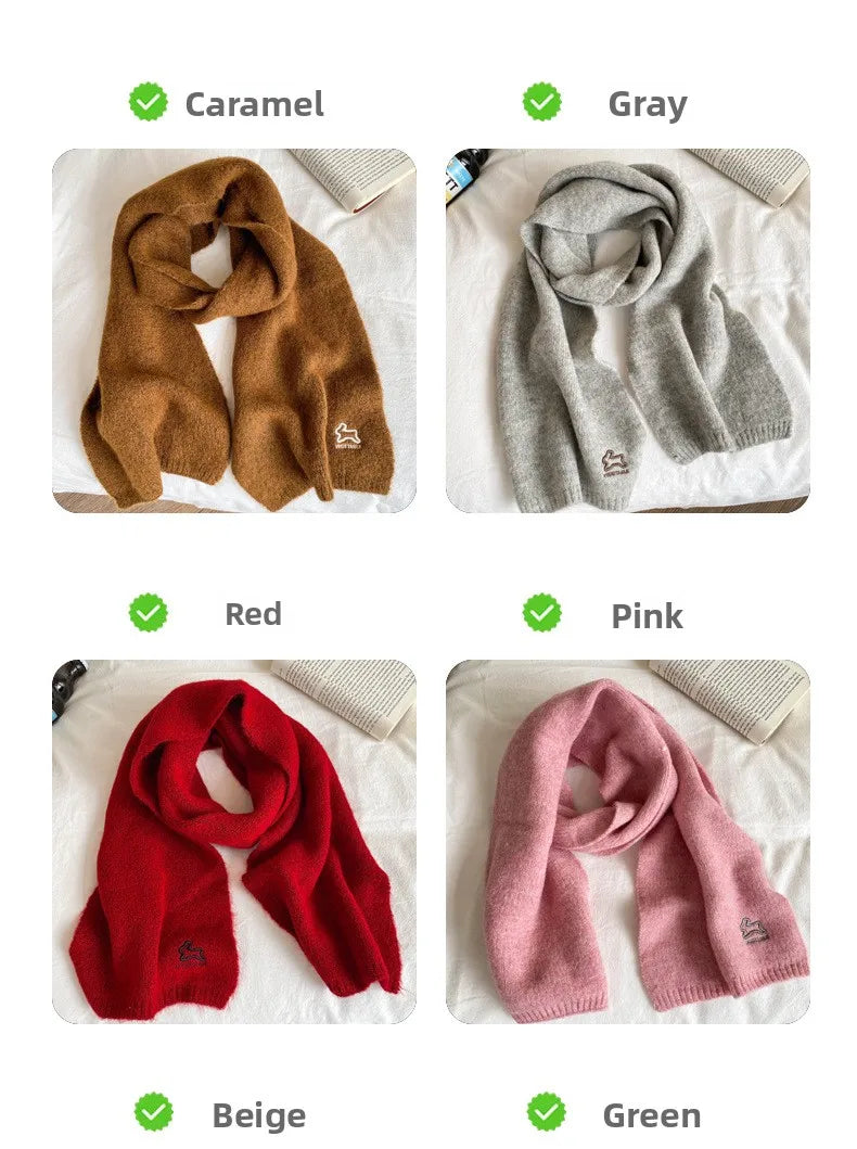 Écharpe Laine Lapin Brodé Beige | MDN