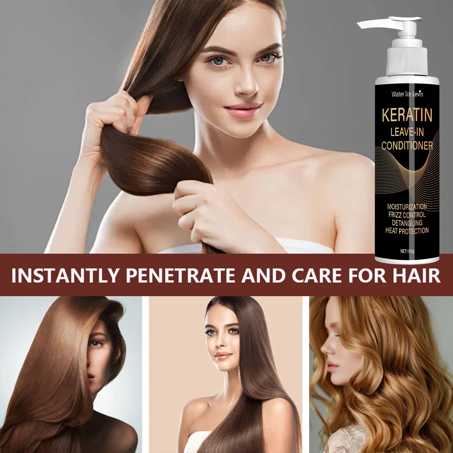 Après-Shampooing Kératine Hydratant Anti-Frisottis Démêlant Tous Types Cheveux 150g | MDN Store 25