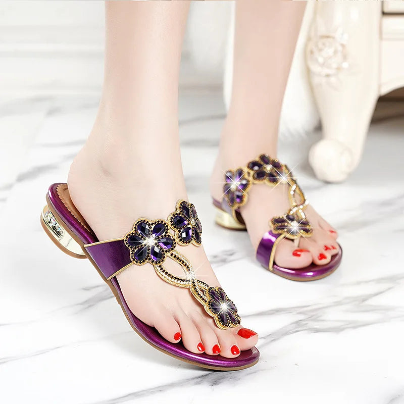Sandales Femme Strass Élégantes Plage Été Tongs | MDN Store