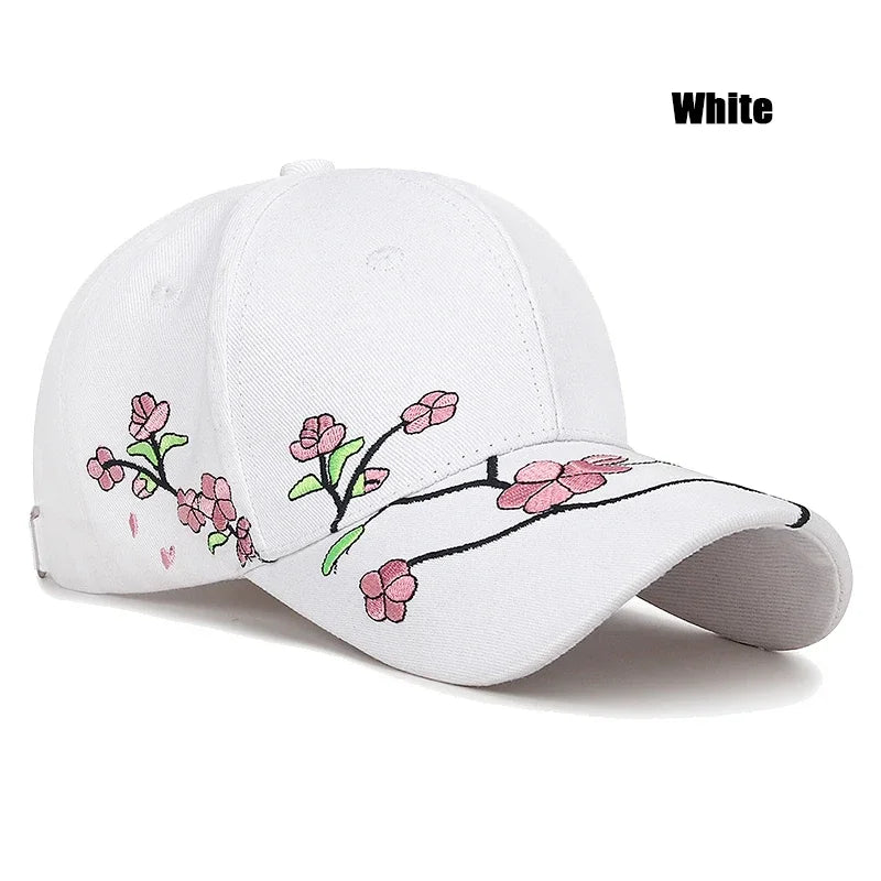 Casquette Bec de Canard Broderie Fleur de Prunier Femme Reglable | MDN Store 25