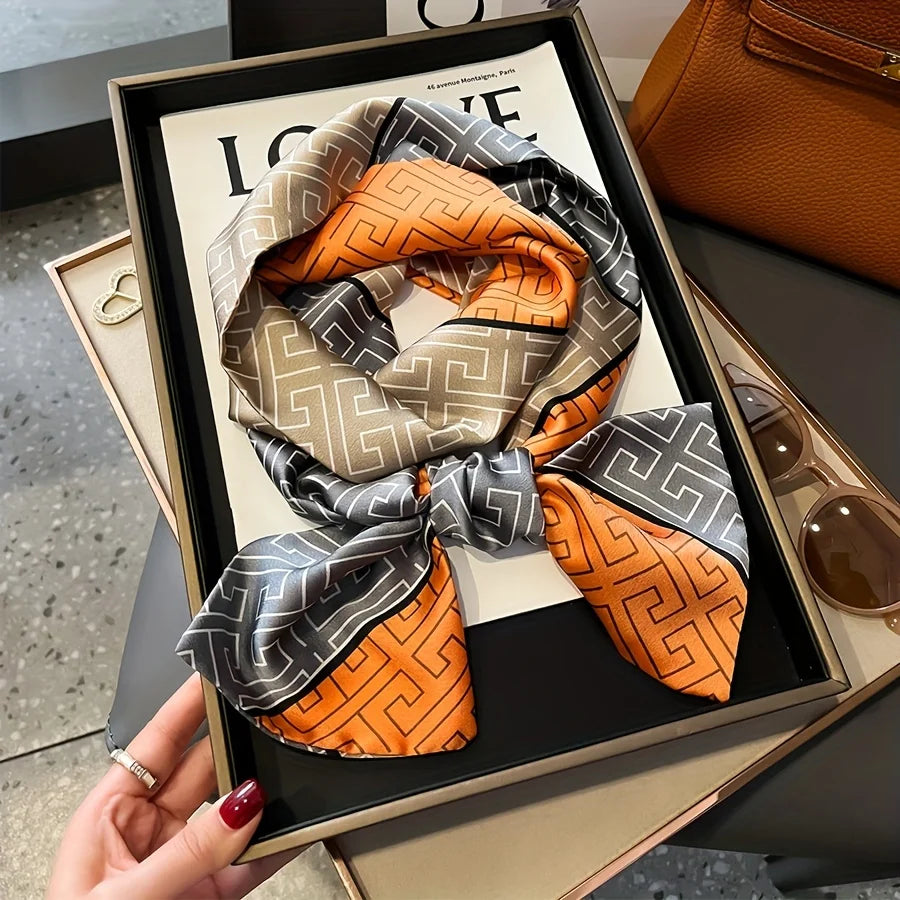 Foulard Soie Imprimé Géométrique Élégant | MDN