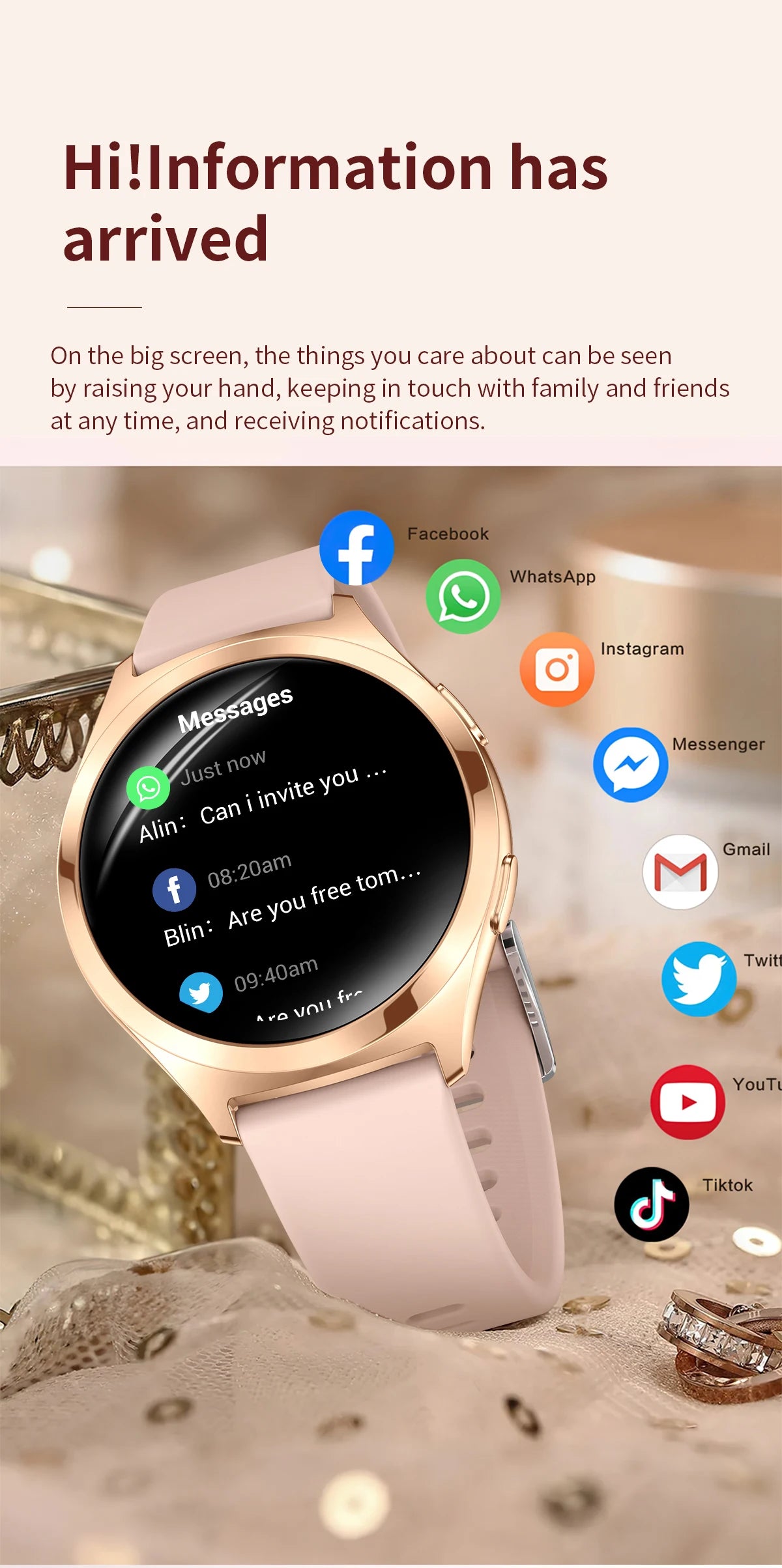 Montre Connectée Femme Luxe 1.27" Boussole IP68 | MDN Store