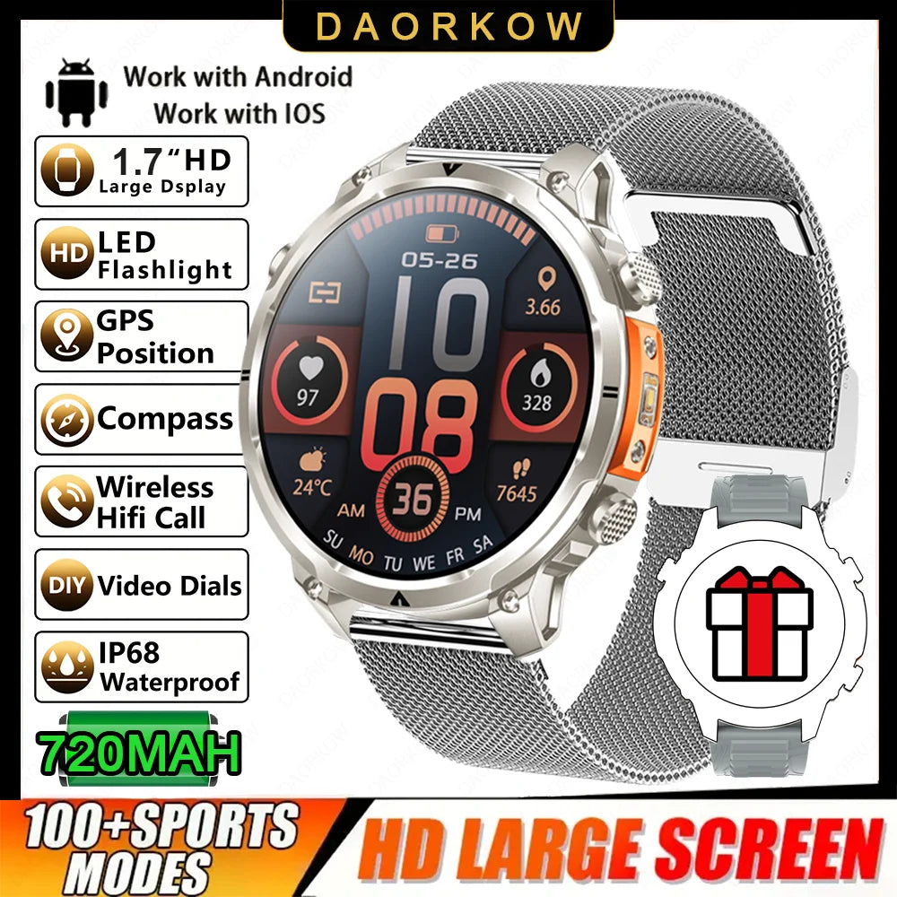 Montre GPS Militaire 1.7" 720mAh Lampe LED IP68 | MDN