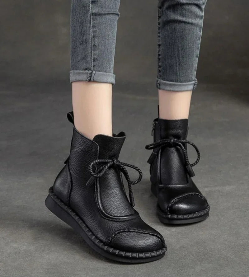 Bottines Plates Cuir Confort Rétro Femme | MDN Store