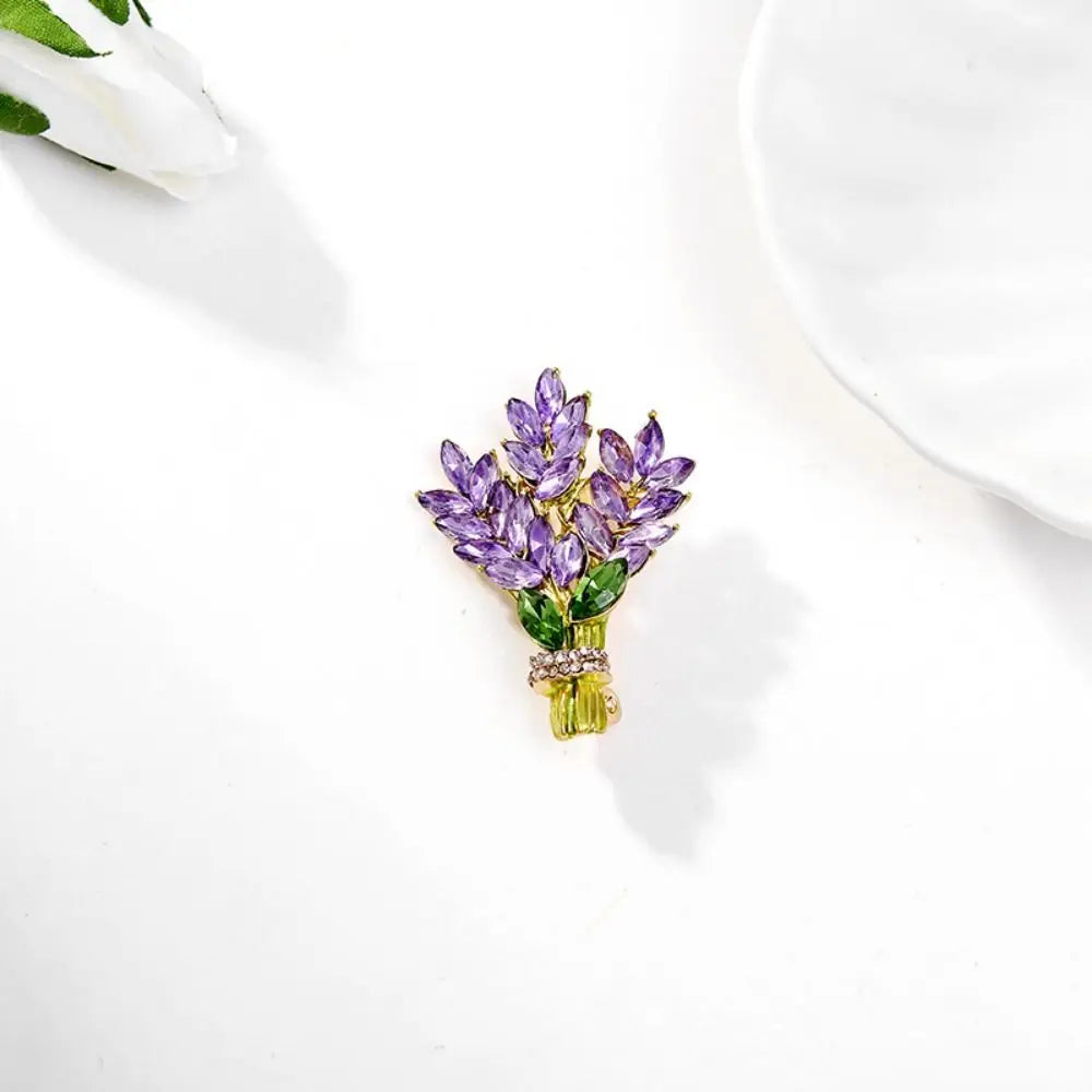 Broche Lavande Cristal Strass Pin Fleur Élégant | MDN