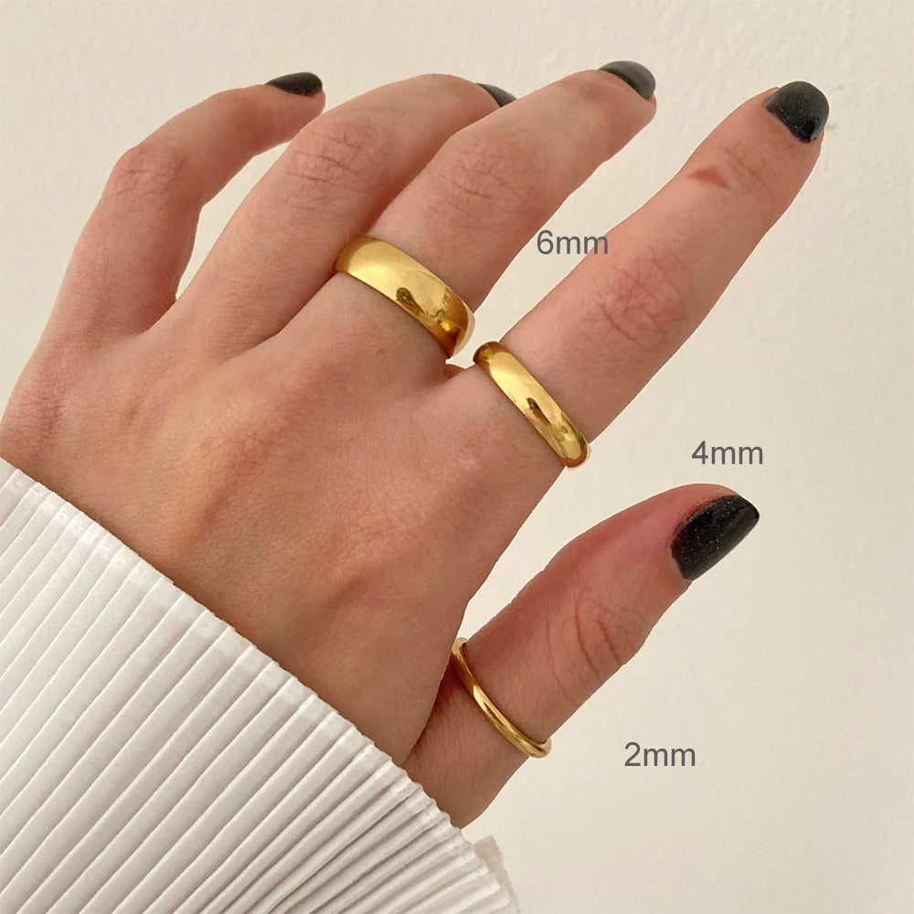 Bague Lisse Acier Plaqué Or 18K 6mm | MDN Store