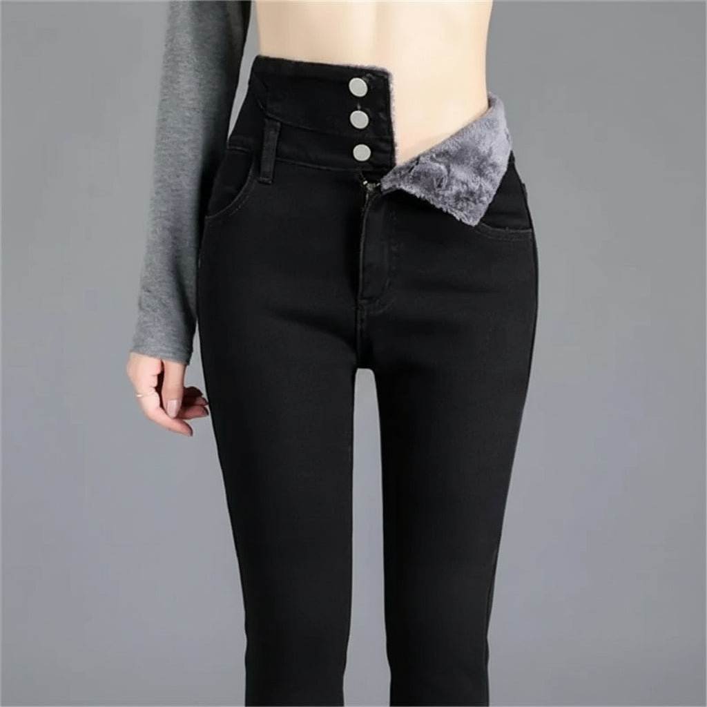 Jean Skinny Femme Doublé Polaire Bleu | MDN Store