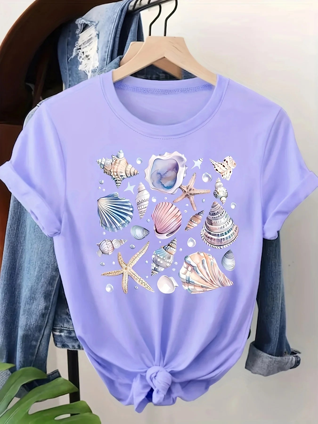 T-Shirt Coquillage Etoile de Mer Femme Motif Plage Manches Courtes | MDN Store 25