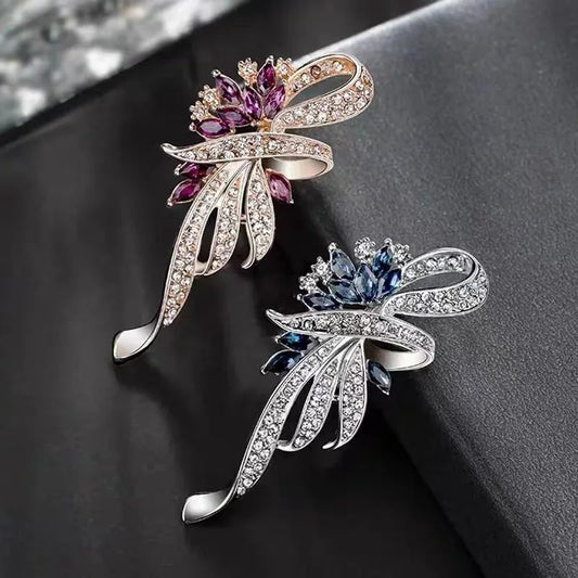 Broche Bauhinia Cristal Zircon Bleu Violet Mariage | MDN