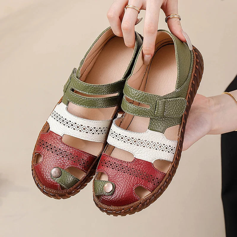 Sandales Cuir Plates Bout Fermé Lorilury | MDN Store