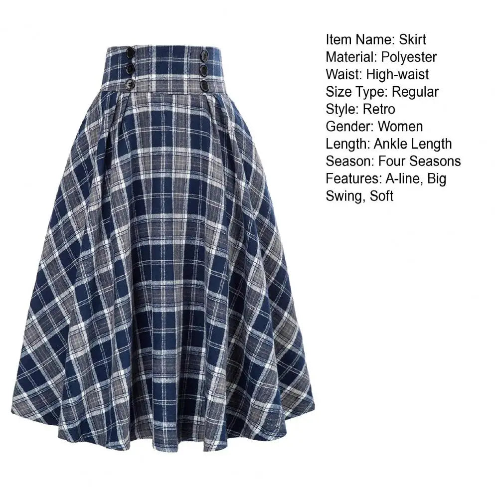 Jupe Femme Carreaux Taille Haute Rétro | MDN Store